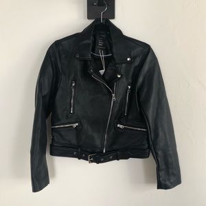 Zara Black Biker Faux Leather Jacket